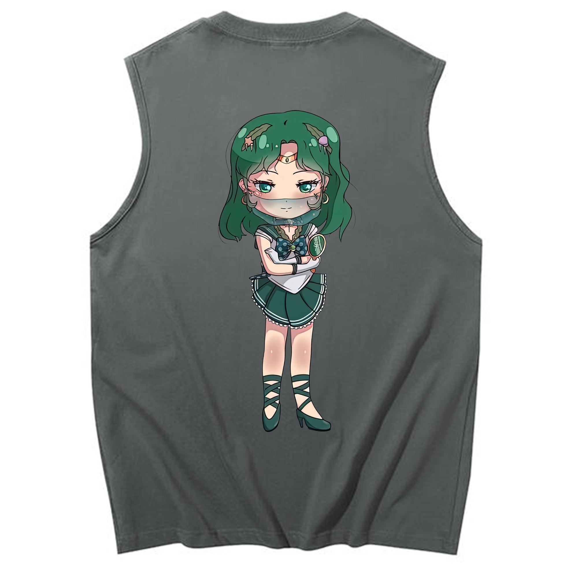 （画像用） 美少女戦士セーラームーン 海王 みちる（かいおう みちる） Sailor Moon Kaiou Michiru コットン100％タンクトップ（背面プリント）